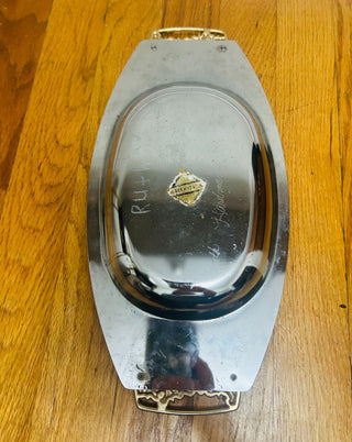 Vintage Kromex Serving Tray with Gold Handles