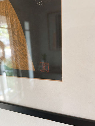 Kaoru Kawano "Three Eyes" Owls Woodblock Print w/ Seal