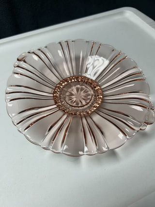 Pink paneled candy dish med.