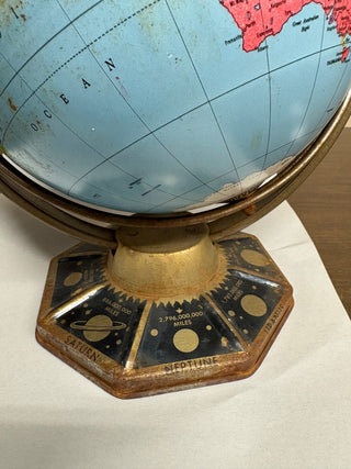 Vintage J Chein & Co Tin Metal Globe with Planets Base (as found)