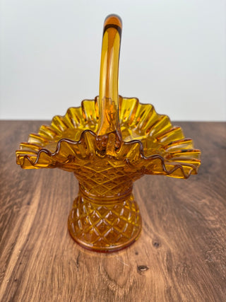 Vintage Amber Glass Basket