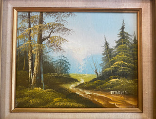 Forest Oil Painting Signed EMERSON