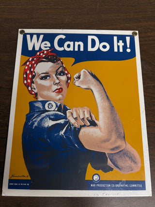 Ande Rooney Porcelain Enameled Rosie the Riveter ”We Can Do It ”Sign