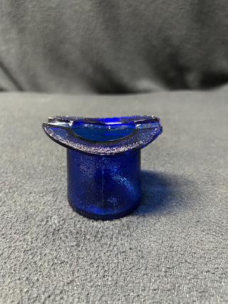 Glass top hat cobalt blue