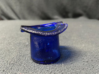 Glass top hat cobalt blue