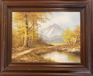 S. Hills Mountain Lake Landscape Oil Painting