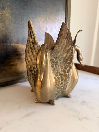 Brass Triple Swan Planter