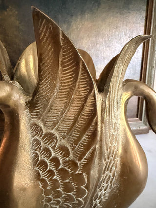 Brass Triple Swan Planter