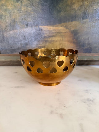 Punched Heart Brass Bowl