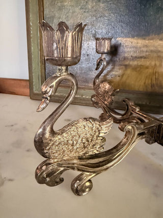 Silver-Plated 4-Arm Swan Candelabra