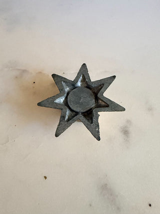 Set of 10 Danish MCM Starburst Metal Mini Taper Candle Holders