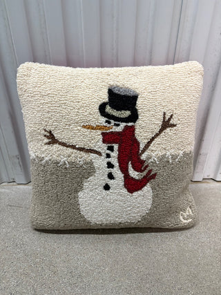 Chandler 4 Corners Hooked Wool Snowman Pillow