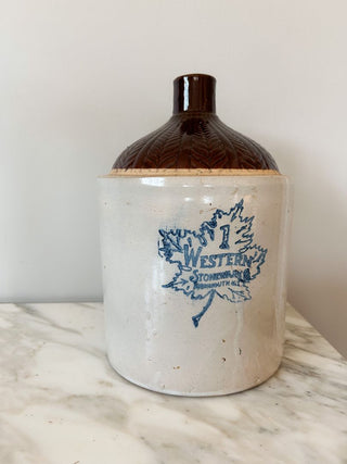 Western Stoneware 1-Gallon Jug w/ Brown Wheat Top