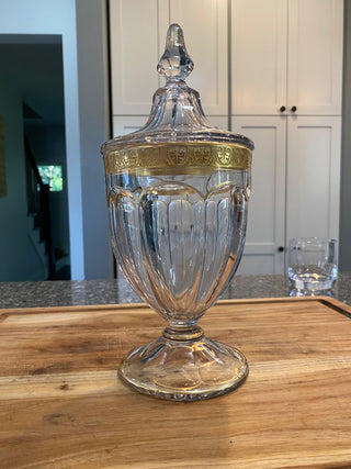 Gold Trimmed Covered Candy Dish
