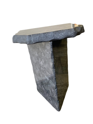 Pedestal End Table Faux Stone