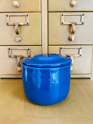 Blue Ceramic Butter Crock