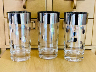Dorothy Thorpe 3pc Silver Dot Highball Glasses