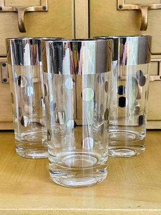 Dorothy Thorpe 3pc Silver Dot Highball Glasses