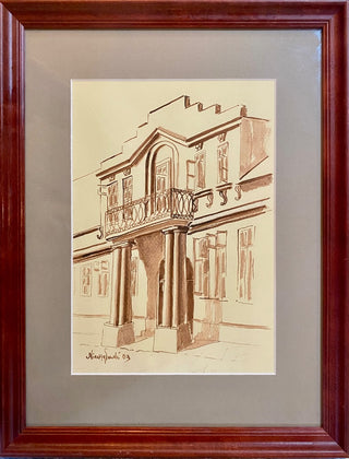 Sepia Ink & Watercolor signed