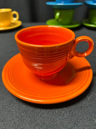 Original Red Fiestaware Teacup and Saucer Set
