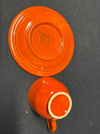Original Red Fiestaware Teacup and Saucer Set