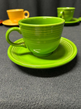 Green Fiestaware Teacup and Saucer Set
