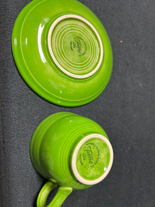 Green Fiestaware Teacup and Saucer Set