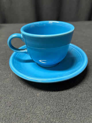 Peacock Blue Teacup and Saucer Set