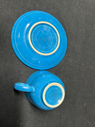 Peacock Blue Teacup and Saucer Set