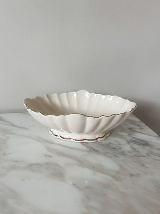 Oval Scalloped Gold-Trim Bowl