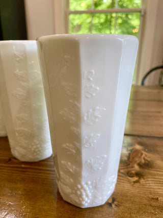 6pc Westmoreland Paneled Grape Milk Glass Tumblers