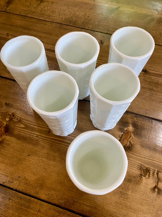 6pc Westmoreland Paneled Grape Milk Glass Tumblers