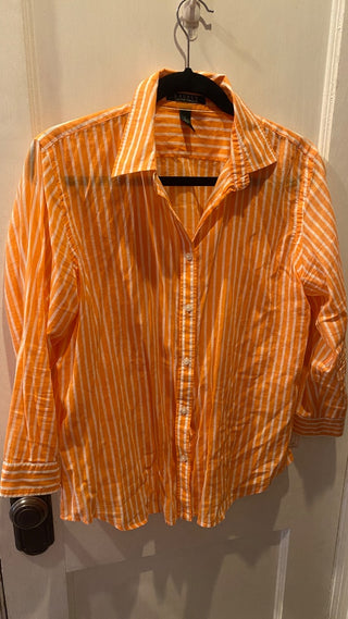 Lauren/Ralph Lauren orange striped blouse