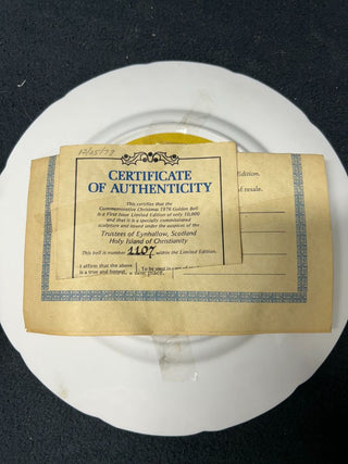 Christmas 1976 Golden Bell Plate