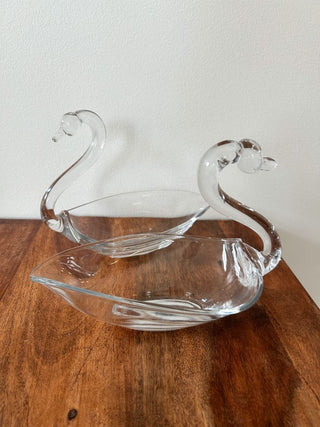 Clear Glass Swan Dish