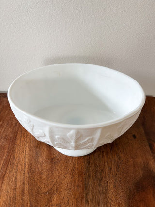 FTD Milk Glass Bowl w/ Oak Leaf Design