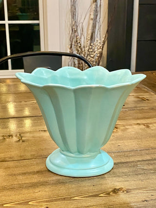 Mint Green Fan Shaped Ceramic Vase
