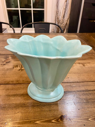 Mint Green Fan Shaped Ceramic Vase