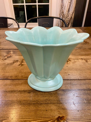 Mint Green Fan Shaped Ceramic Vase