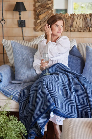 Harborview Herringbone Navy Blanket