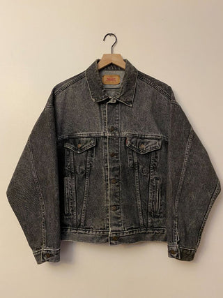80s Levi's Black Denim Trucker Jacket 70507 4858 USA Made Size Large