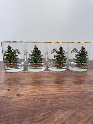 Spode Set of 4 14oz Gold Rimmed Double Old Fashioned Glasses