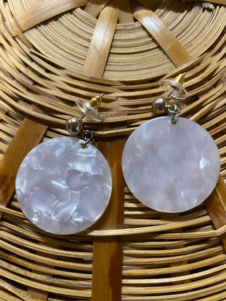 Pearl Oyster Shell Disc Dangle Earrings