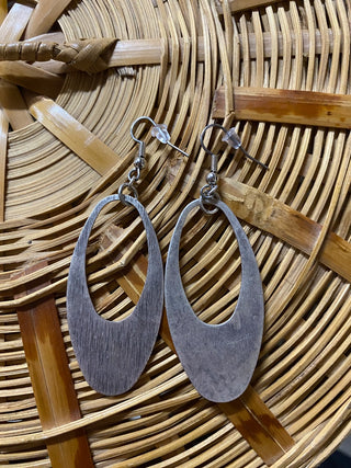 Brushed Silver Egg Cut Out Earrings