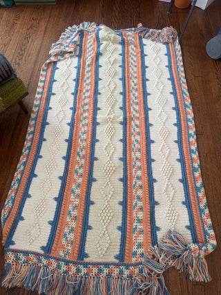 Vintage, hand crocheted afghan/ throw