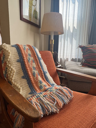 Vintage, hand crocheted afghan/ throw