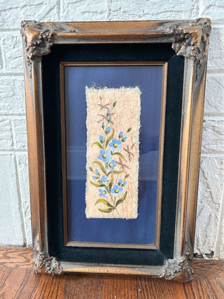 16 1/4"Lx11 1/4"W Blue Floral Artwork