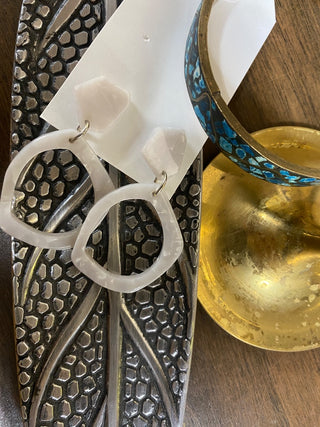 Pearl Acrylic Oblong Drop Earrings