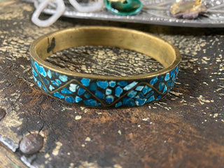 Turquoise and Brass Bangle