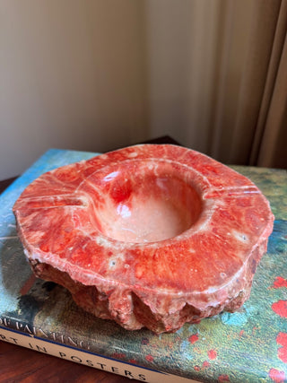 Vintage, 1970s hand crafted alabaster ashtray made in Italy.